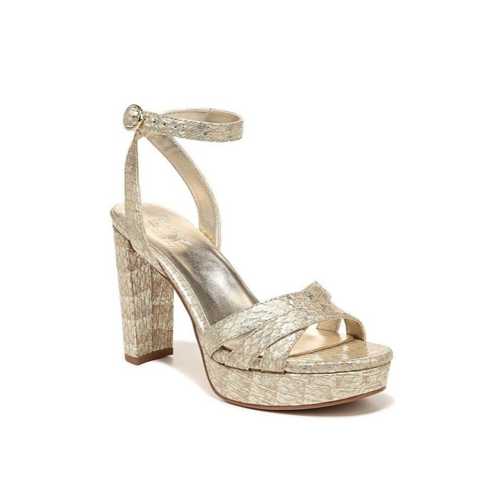 Naturalizer Womens 8 M Gold Snake Mallory Sandals Pumps High Heels NIB JF0